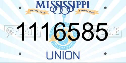 1116585 Mississippi License Plate