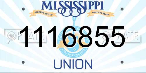 1116855 Mississippi License Plate