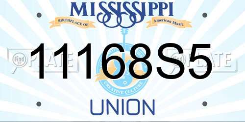 11168S5 Mississippi License Plate