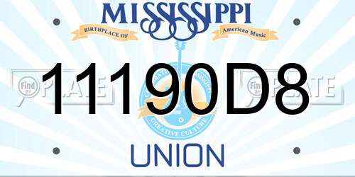 11190D8 Mississippi License Plate