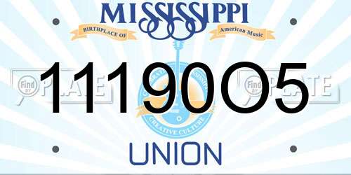 11190O5 Mississippi License Plate