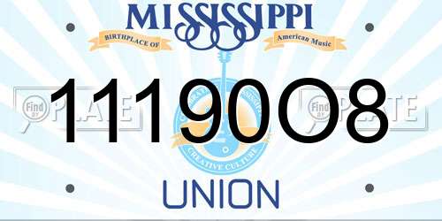 11190O8 Mississippi License Plate