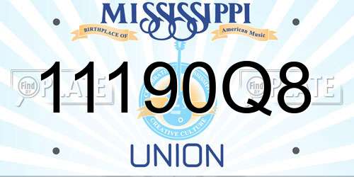 11190Q8 Mississippi License Plate