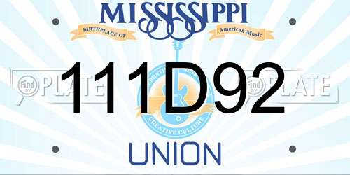 111D92 Mississippi License Plate