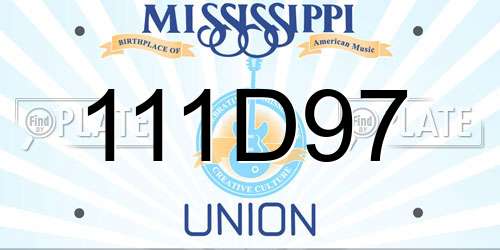 111D97 Mississippi License Plate
