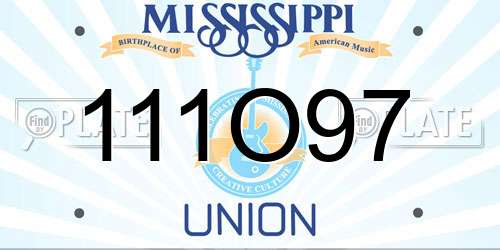111O97 Mississippi License Plate