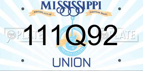 111Q92 Mississippi License Plate