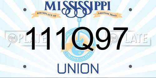111Q97 Mississippi License Plate