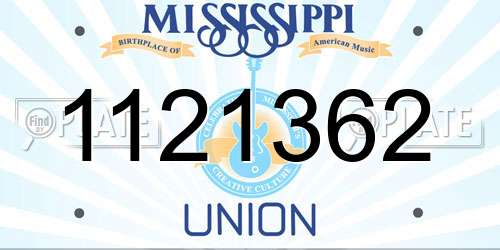 1121362 Mississippi License Plate