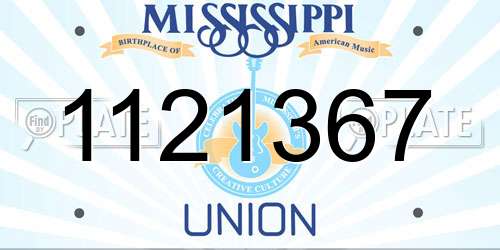 1121367 Mississippi License Plate