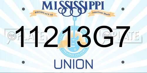11213G7 Mississippi License Plate