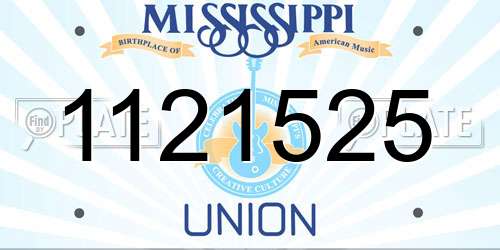 1121525 Mississippi License Plate