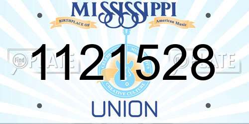 1121528 Mississippi License Plate