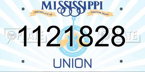 1121828 Mississippi License Plate