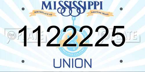 1122225 Mississippi License Plate