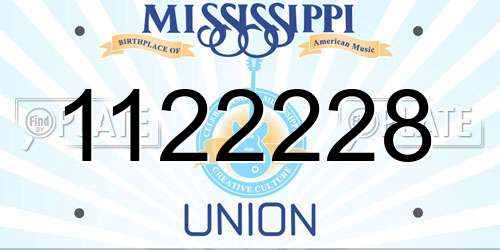 1122228 Mississippi License Plate
