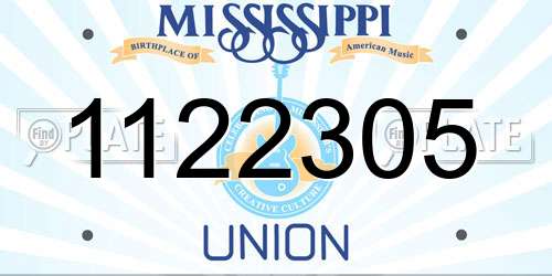 1122305 Mississippi License Plate