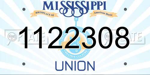1122308 Mississippi License Plate