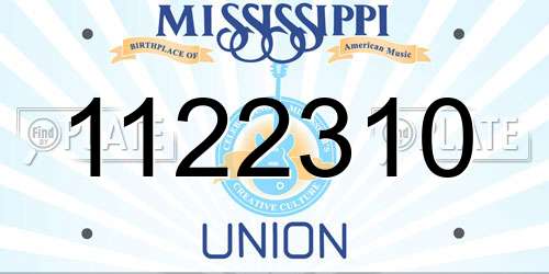 1122310 Mississippi License Plate