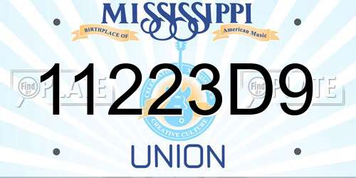 11223D9 Mississippi License Plate