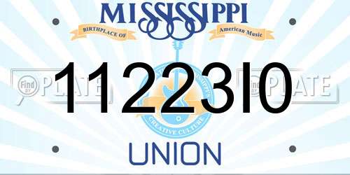 11223I0 Mississippi License Plate