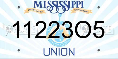 11223O5 Mississippi License Plate