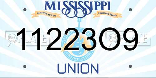 11223O9 Mississippi License Plate