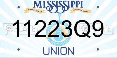 11223Q9 Mississippi License Plate
