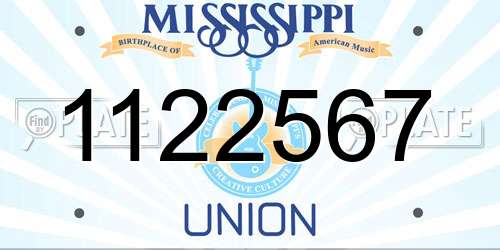 1122567 Mississippi License Plate