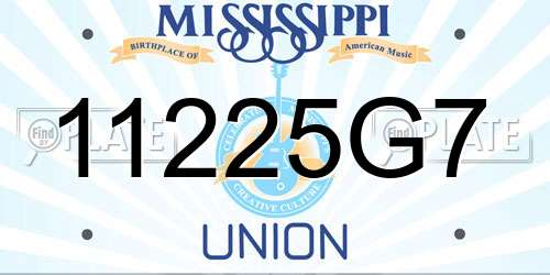 11225G7 Mississippi License Plate
