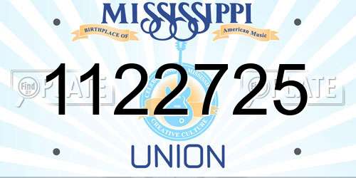 1122725 Mississippi License Plate