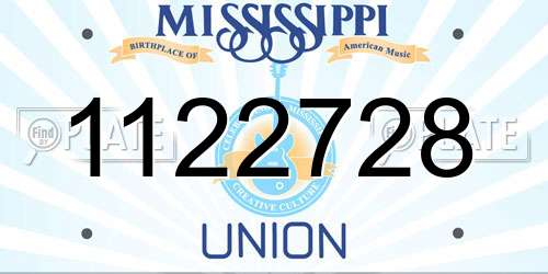 1122728 Mississippi License Plate