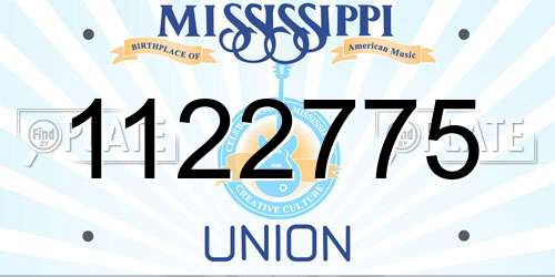 1122775 Mississippi License Plate