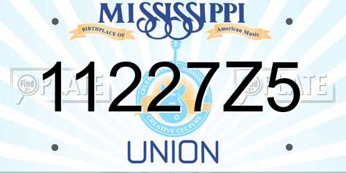 11227Z5 Mississippi License Plate