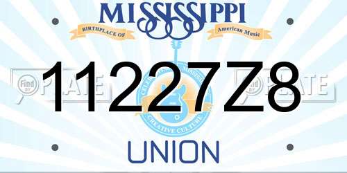 11227Z8 Mississippi License Plate