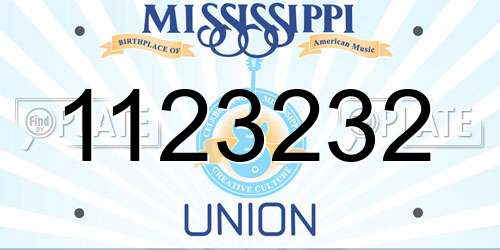 1123232 Mississippi License Plate