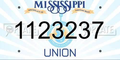 1123237 Mississippi License Plate
