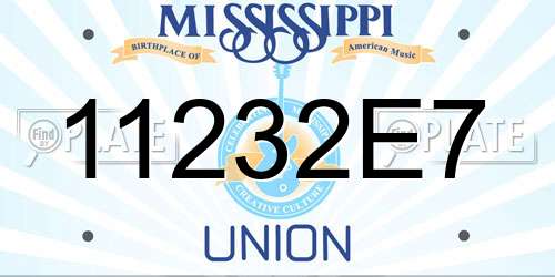 11232E7 Mississippi License Plate