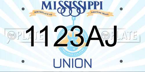1123AJ Mississippi License Plate