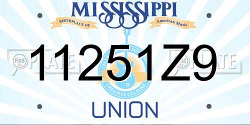 11251Z9 Mississippi License Plate
