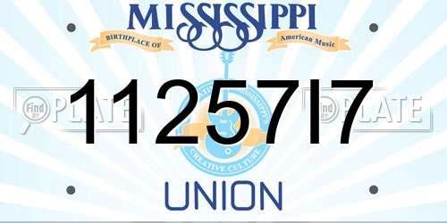 11257I7 Mississippi License Plate