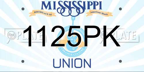 1125PK Mississippi License Plate