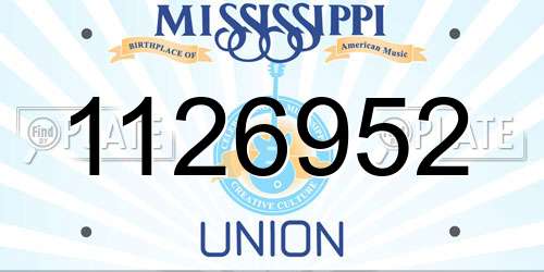 1126952 Mississippi License Plate