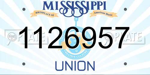 1126957 Mississippi License Plate