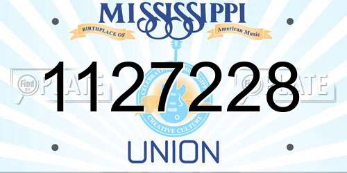 1127228 Mississippi License Plate