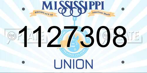 1127308 Mississippi License Plate