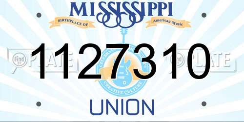 1127310 Mississippi License Plate