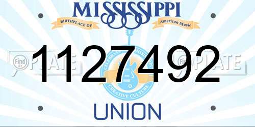 1127492 Mississippi License Plate