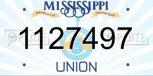 1127497 Mississippi License Plate