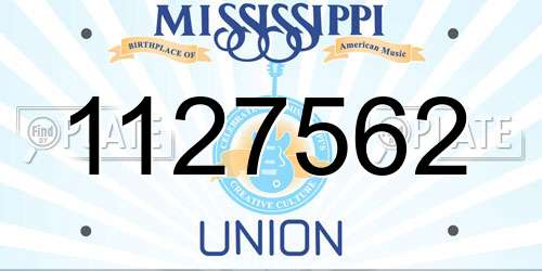 1127562 Mississippi License Plate